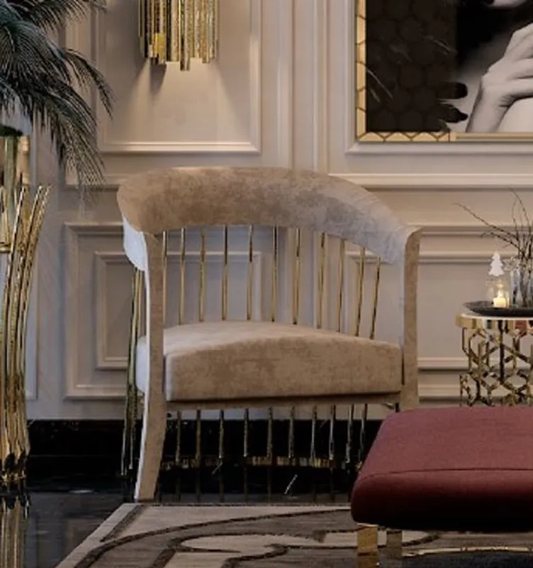 Nur Für Kurze Zeit Casa Padrino luxury armchair gray / gold 75 x 75 x H. 81 cm - Living room armchair - Hotel armchair - Living room furniture - Hotel furniture - Luxury furniture