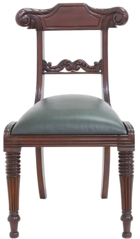 Angebot Casa Padrino luxury Art Nouveau mahogany dining room chair with genuine leather dark brown / green 52 x 58 x H. 90 cm - Solid wood kitchen chair - Baroque & Art Nouveau dining room furniture