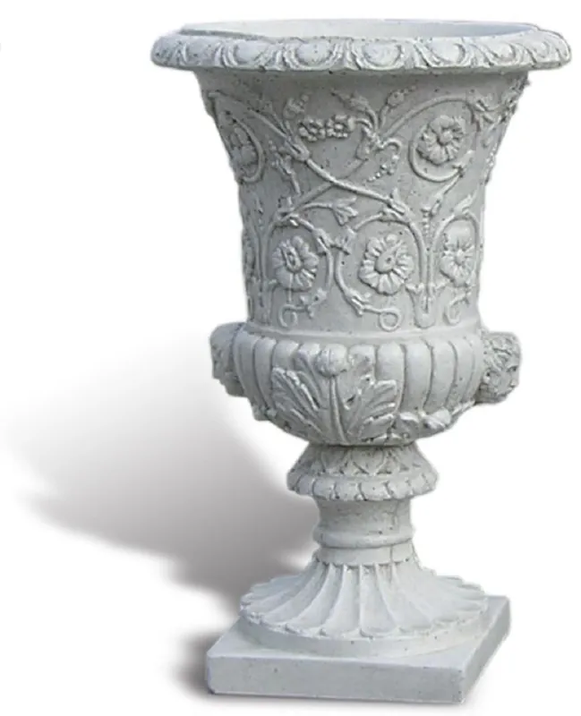 Casa Padrino luxury baroque flower pot antique light gray Ø 49 x H. 78 cm - Handmade baroque style plant pot made of Carrara marble gravel - Baroque garden decoration - Made in Italy Angebot