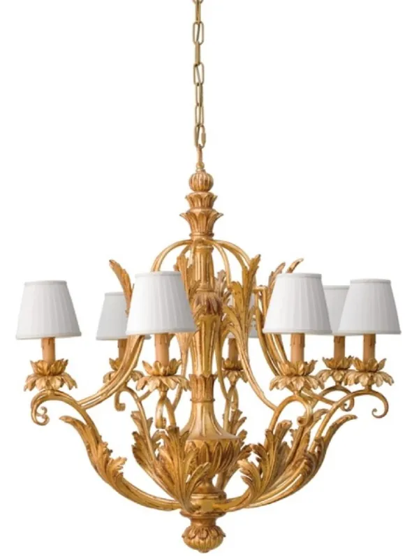 Jetzt Kaufen Casa Padrino luxury baroque chandelier antique gold / white Ø 80 x H. 89.5 cm - Magnificent baroque style living room chandelier - Noble & Magnificent - Luxury quality - Made in Italy
