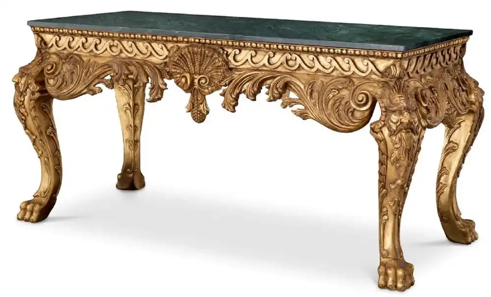 Casa Padrino luxury baroque console antique gold / green - Handmade solid wood console table with marble top - Luxury baroque style living room furniture - Baroque furniture - Baroque furnishings Preis Gesenkt