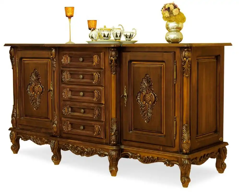 Sonderaktion Casa Padrino luxury baroque sideboard brown - Magnificent solid wood cabinet with 5 drawers and 2 doors - Luxury furniture in the baroque style - Baroque furniture - Noble & Magnificent
