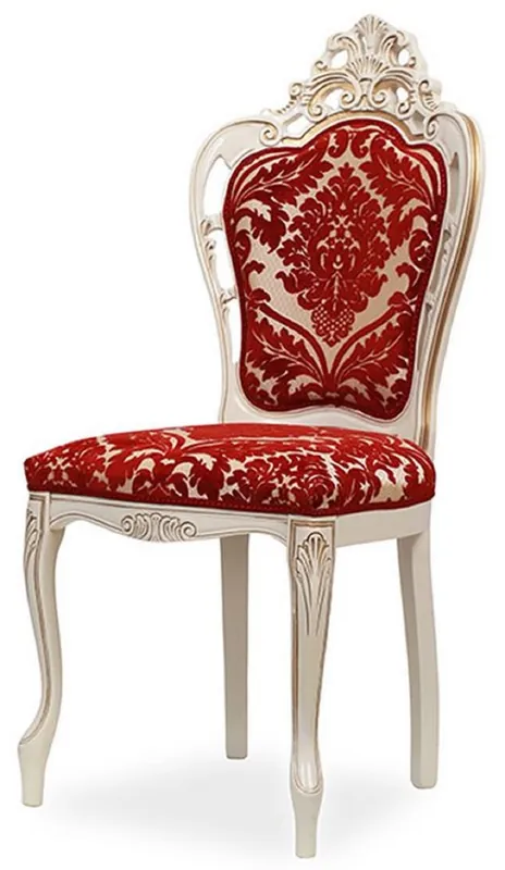 Must-Have Casa Padrino luxury baroque dining room chair with elegant pattern red / white / beige / gold - Baroque style kitchen chair - Magnificent luxury dining room furniture in baroque style