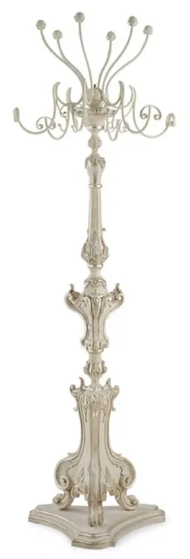 Jetzt Bestellen Casa Padrino Luxury Baroque Coat Rack Antique Cream / Silver - Magnificent Baroque Style Solid Wood Clothes Rack - Baroque Wardrobe & Hotel Furniture - Luxury Quality - Made in Italy