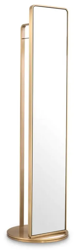 Solange Der Vorrat Reicht Casa Padrino luxury standing mirror with coat rack brass Ø 55.5 x H. 201 cm - Freestanding rotating mirror with coat stand - Luxury wardrobe furniture - Luxury quality