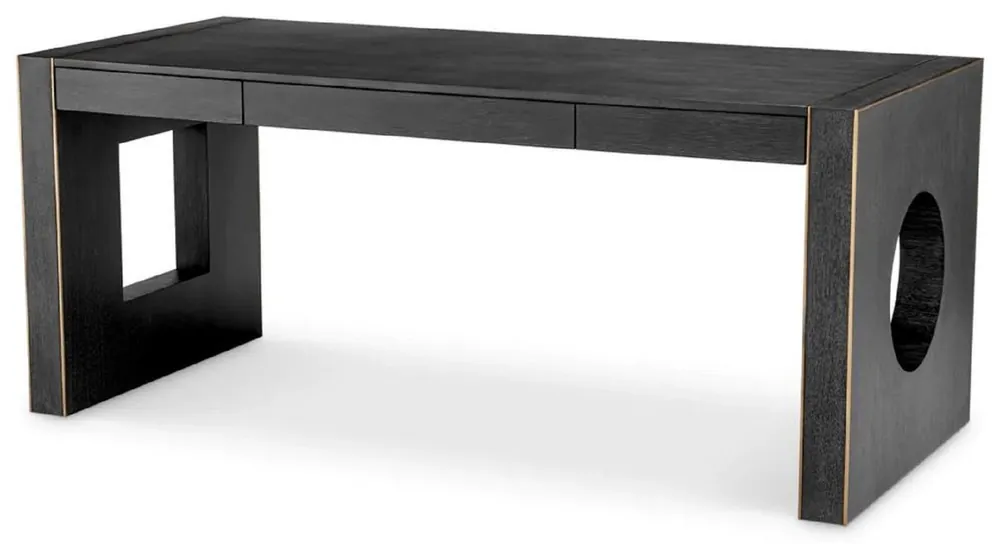 Günstig Casa Padrino luxury desk with 3 drawers black gray / bronze 180.5 x 80 x H. 76 cm - Office table - Computer table - Office furniture - Luxury furniture - Luxury furnishings - Luxury quality