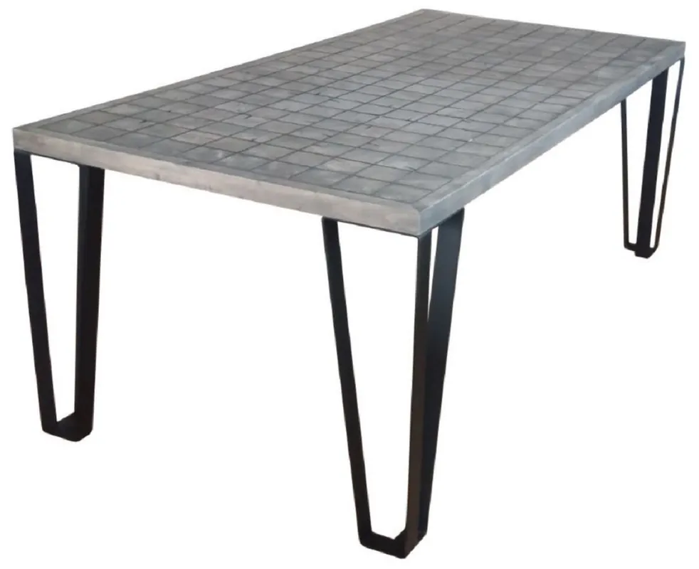 Casa Padrino luxury dining table gray / black 197 x 97 x H. 75 cm - Rectangular kitchen table with solid wood top and metal legs - Dining room furniture - Luxury furniture Neu