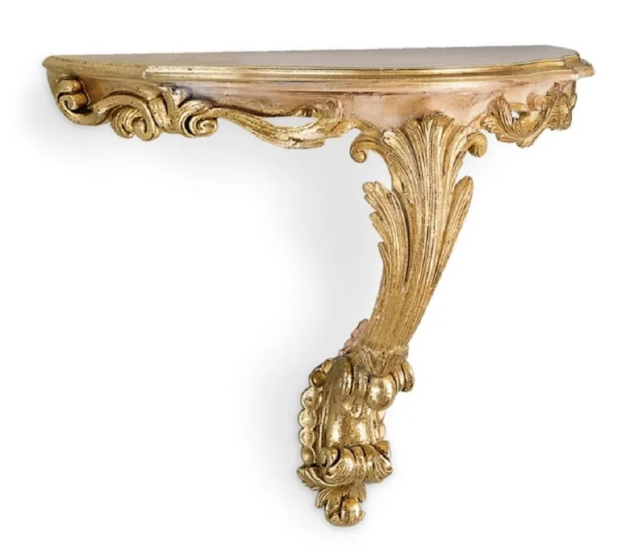 Abverkauf Casa Padrino luxury baroque wall console antique gold / beige - Magnificent solid wood wall decoration console in baroque style - Italian baroque wall decoration - Baroque furniture - Made in Italy