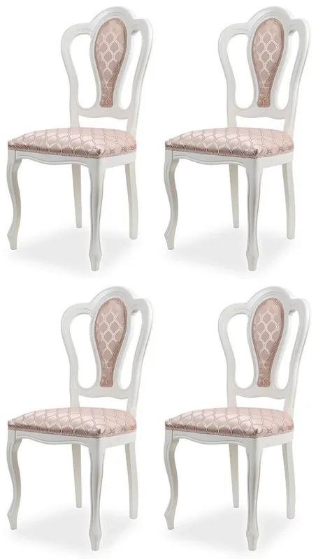 Neu Im Sortiment Casa Padrino luxury baroque dining chair set of 4 with pattern pink / white - Magnificent baroque style kitchen chairs - Magnificent luxury dining room furniture in baroque style