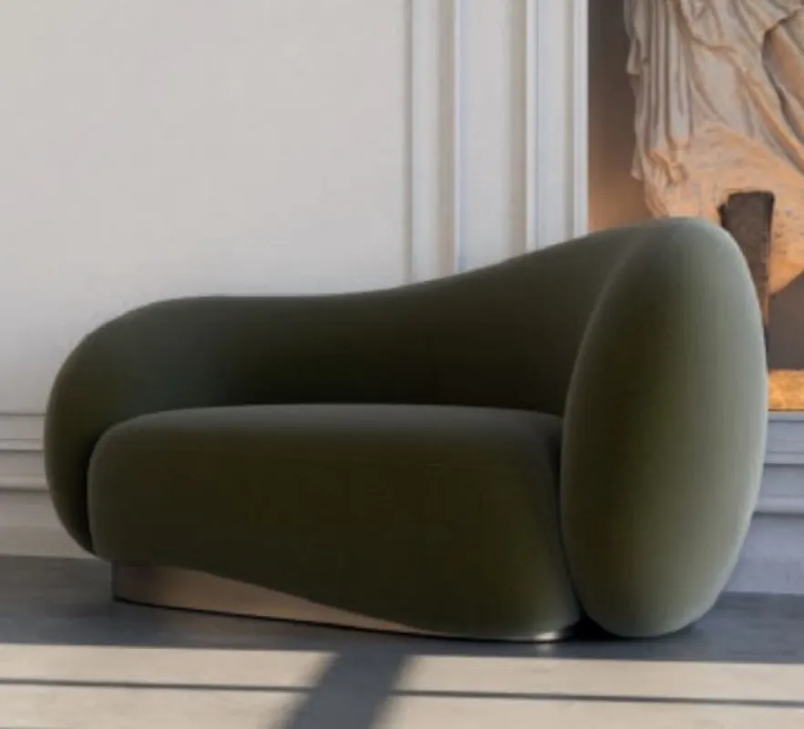 Rabatt Casa Padrino luxury velvet armchair right side green / brass 110 x 105 x H. 78 cm - Living room armchair - Hotel armchair - Living room furniture - Hotel furniture - Luxury furniture