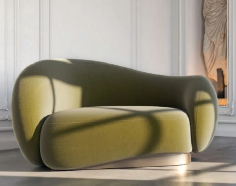 Rabatt Casa Padrino luxury velvet armchair left side green / brass 110 x 105 x H. 78 cm - Living room armchair - Hotel armchair - Living room furniture - Hotel furniture - Luxury furniture