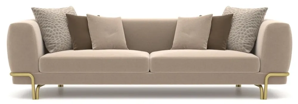 Casa Padrino luxury sofa light brown / brass 300 x 100 x H. 75 cm - Living room sofa - Hotel sofa - Living room furniture - Hotel furniture - Luxury furniture - Living room furniture Neu