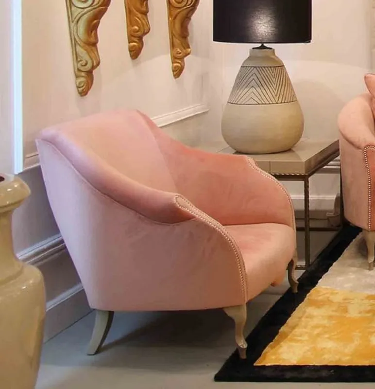 Beliebt Casa Padrino luxury Art Deco armchair pink / gray 85 x 85 x H. 88 cm - Living room armchair - Hotel armchair - Living room furniture - Hotel furniture - Luxury Art Deco Furniture