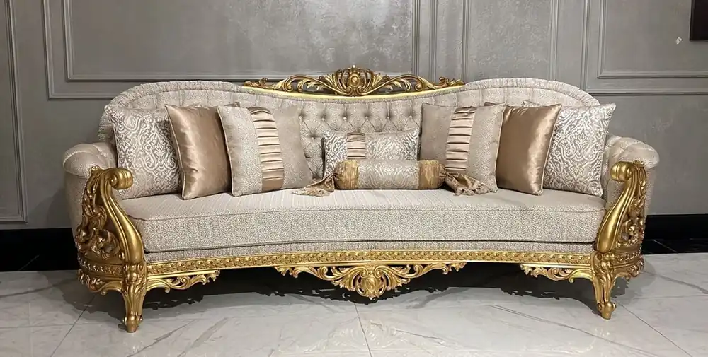 Casa Padrino luxury baroque living room sofa gold pattern / gold - Magnificent baroque style sofa - Luxury living room furniture in baroque style - Baroque furniture - Noble & Magnificent Highlight