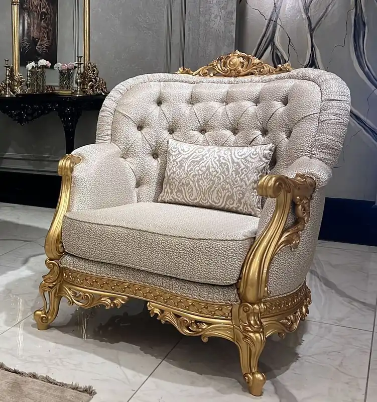 Echt Casa Padrino luxury baroque living room armchair gold pattern / gold - Magnificent baroque style armchair - Luxury living room furniture in baroque style - Baroque furniture
