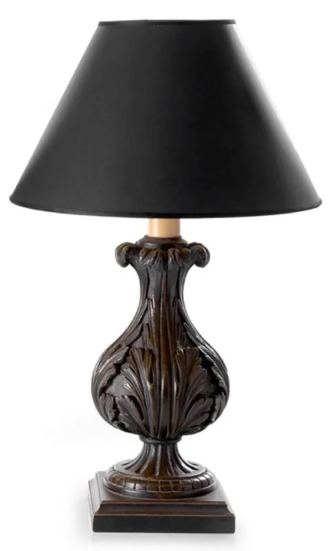 Casa Padrino luxury baroque table lamp antique dark brown / black Ø 19 x H. 48.5 cm - Magnificent baroque style desk lamp with lampshade - Luxury quality - Made in Italy Markenware
