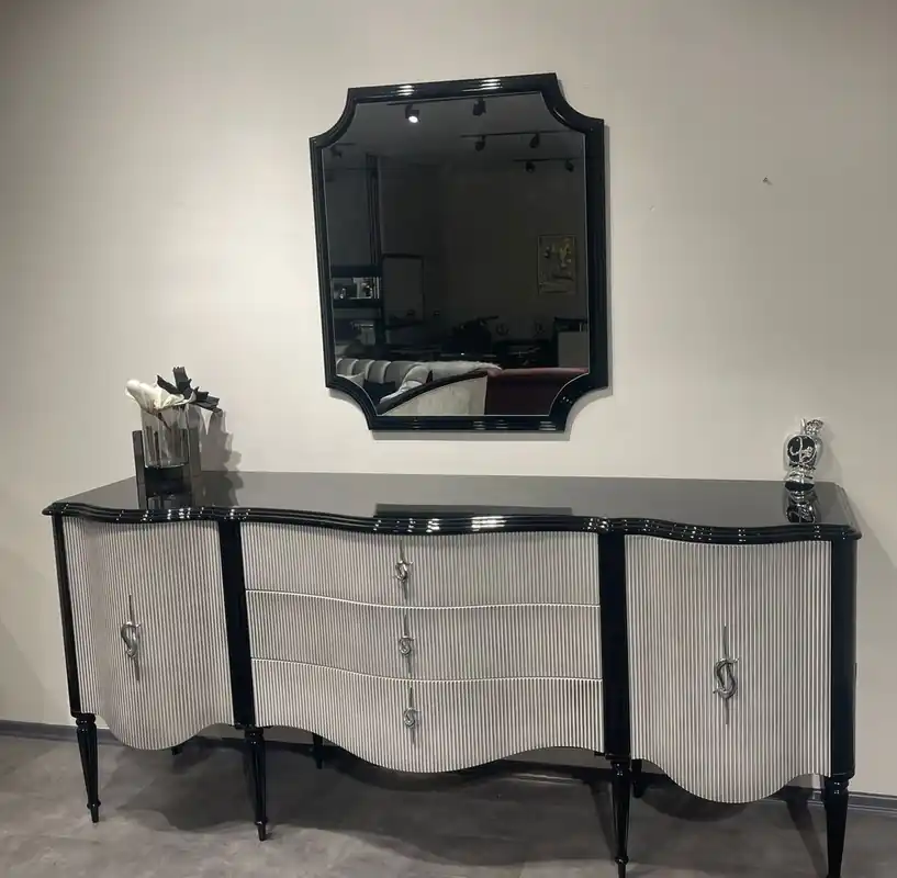 Neue Kollektion Casa Padrino luxury baroque sideboard with mirror black / gray / silver - Luxury furniture in baroque style - Baroque furniture - Baroque furnishings - Noble & Magnificent