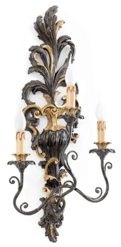 Casa Padrino luxury baroque wall lamp antique black / antique gold 37 x 18 x H. 78 cm - Magnificent wall light in baroque style - Baroque lights - Luxury Quality - Made in Italy Sale