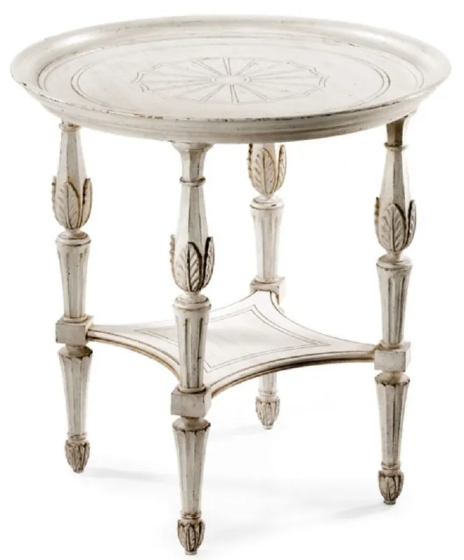 Casa Padrino luxury baroque side table antique white / brown - Round baroque style solid wood table - Luxury furniture in baroque style - Baroque furniture - Made in Italy Expressversand