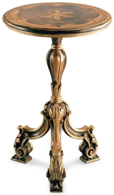 Direkt Vom Hersteller Casa Padrino luxury baroque side table antique brown / black / antique gold - Magnificent baroque style 3-legged solid wood table - Luxury furniture in baroque style - Made in Italy