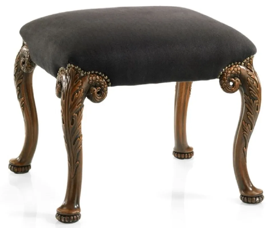 Sale Casa Padrino luxury baroque stool black / brown - Handmade baroque style stool - Baroque footstool - Baroque furniture - Noble & magnificent - Made in Italy
