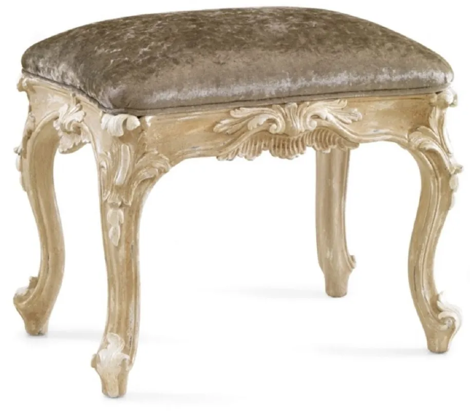 Preisreduziert Casa Padrino luxury baroque stool gray / antique beige - Handmade baroque style stool - Baroque footstool - Baroque furniture - Noble & magnificent - Made in Italy
