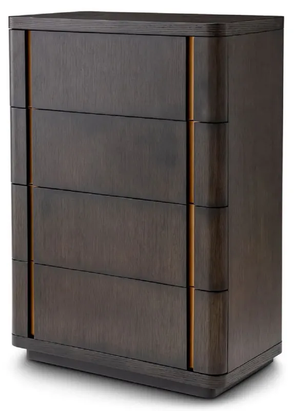 Casa Padrino luxury dresser with 4 drawers mocha / brass 85 x 48.5 x H. 120.5 cm - Bedroom chest of drawers - Bedroom furniture - Hotel furniture - Luxury furniture - Luxury quality Zertifiziert