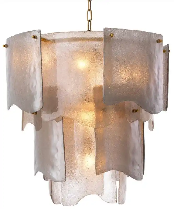 Casa Padrino luxury chandelier gray / antique brass Ø 61 x H. 60 cm - Round chandelier - Living room chandelier - Hotel chandelier - Luxury furniture - Luxury interior Markenprodukt