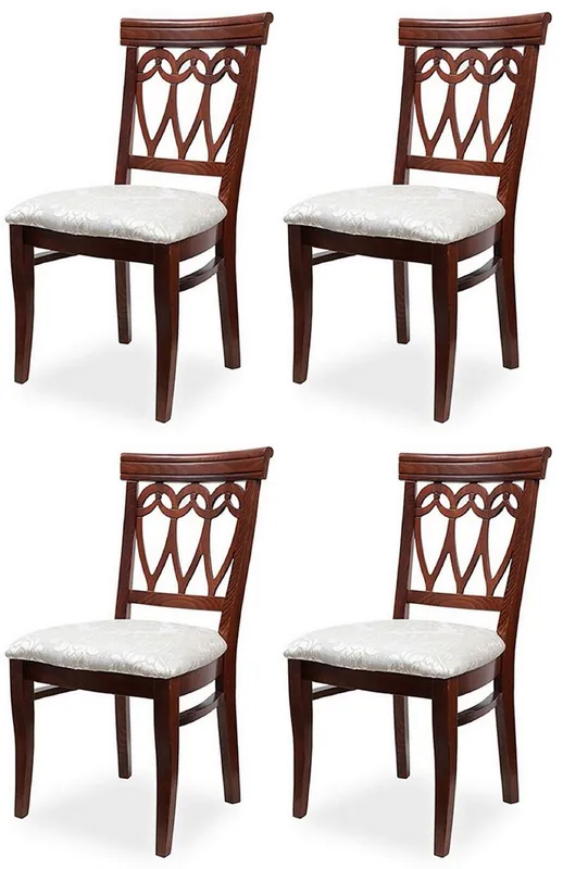 Wochenendangebot Casa Padrino Biedermeier dining room chair set of 4 cream / dark brown 50 x 56 x H. 96 cm - Solid wood kitchen chairs - Solid wood dining room furniture - Biedermeier dining room furniture
