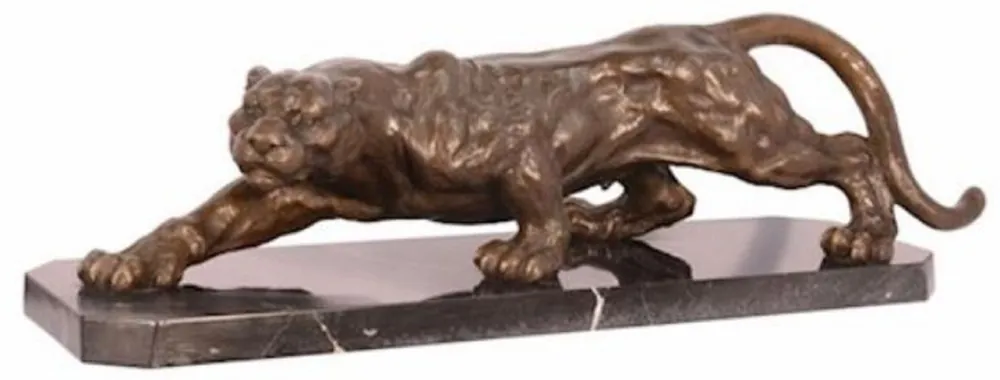 Saisonangebot Casa Padrino figurine en bronze de luxe panthère bronze / noir 64,9 x 19,8 x H. 19,6 cm - Élégante sculpture en bronze avec socle en marbre - Accessoires de Décoration