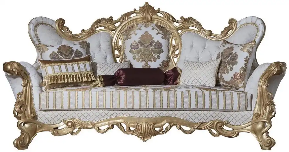 Kracherpreis Casa Padrino canapé baroque de luxe blanc / or 248 x 108 x H. 122 cm - Canapé de salon avec motif élégant et coussins décoratifs - Magnifique mobilier baroque
