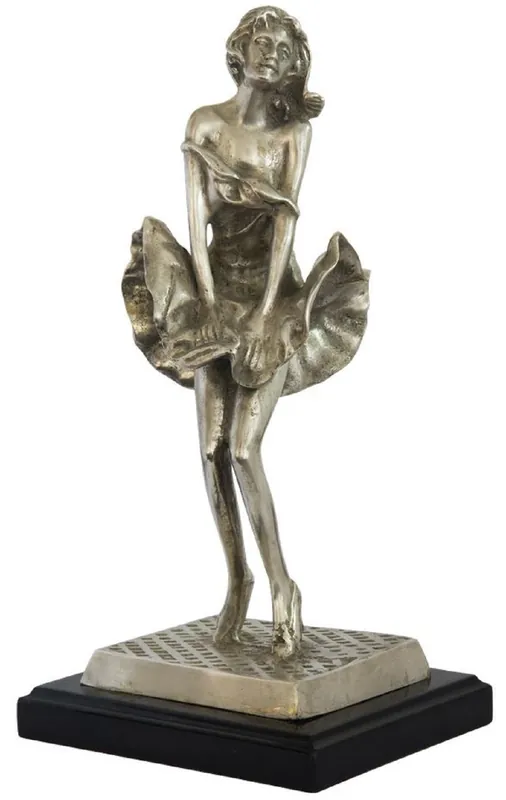 Casa Padrino figurine en bronze de luxe Marilyn argent antique / noir 14 x 12 x H. 28 cm - Sculpture en bronze avec base en bois - Décoration de bureau - Décoration de salon - Collection de Luxe Online Kaufen