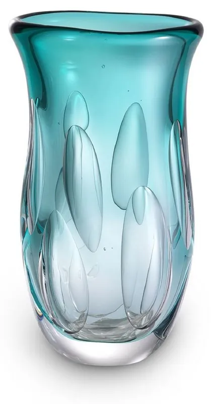 Sofort Bestellen Casa Padrino vase en verre décoratif de luxe turquoise 20 x 13 x H. 30 cm - Elégant vase à fleurs en verre soufflé à la bouche - Accessoires de Décoration