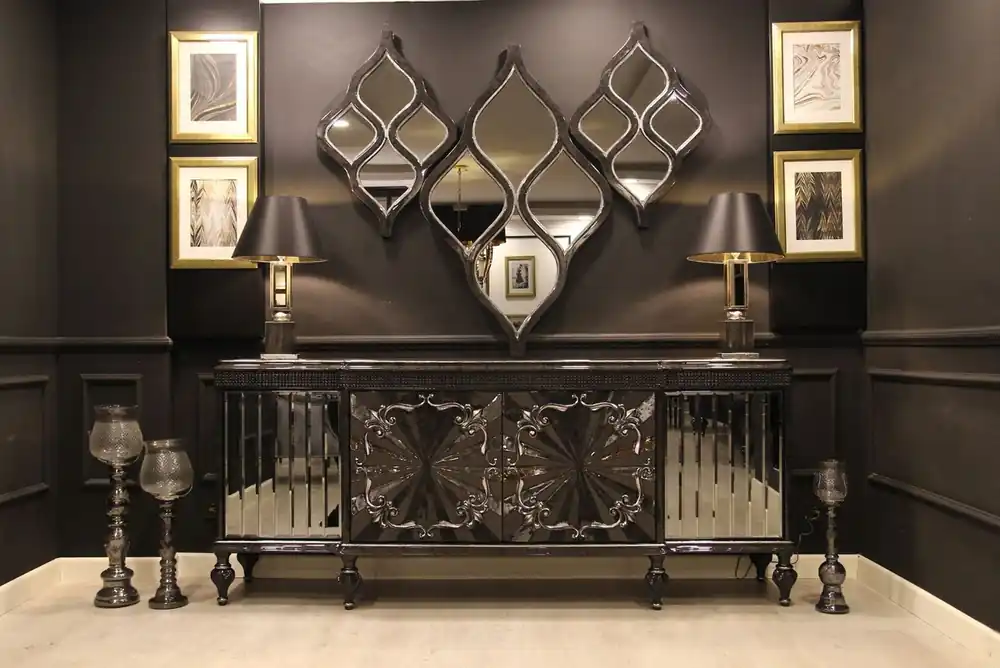 Nur Für Kurze Zeit Casa Padrino ensemble de meubles baroques de luxe buffet et 3 miroirs mural gris / noir / argent - Meubles Baroques - Noble & Magnifique - Qualité de Luxe