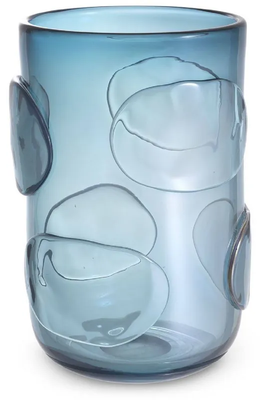 Casa Padrino vase décoratif en verre de luxe bleu Ø 23 x H. 34 cm - Vase à Fleurs Soufflé à la Bouche - Collection de Luxe Preisknaller