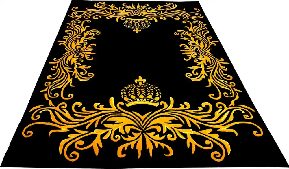 Tapis de Luxe Pompöös by Casa Padrino de Harald Glööckler - TOUTES LES TAILLES - Couronne Noir / Or - Tapis Design Baroque - Tissé à la Main en Laine Expressversand