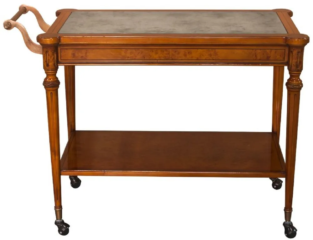 Preisknaller Casa Padrino chariot de service baroque de luxe marron clair 102 x 52 x H. 77 cm - Chariot en bois massif avec plaque de verre églomisé - Accessoires de gastronomie baroque