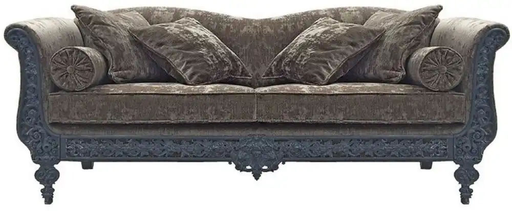 Casa Padrino canapé baroque de luxe gris / bleu 220 x 100 x H. 80 cm - Canapé en fer forgé forgé à la main avec coussins - Canapé de Salon - Canapé de Jardin - Canapé de Patio - Mobilier Baroque Jetzt Bestellen