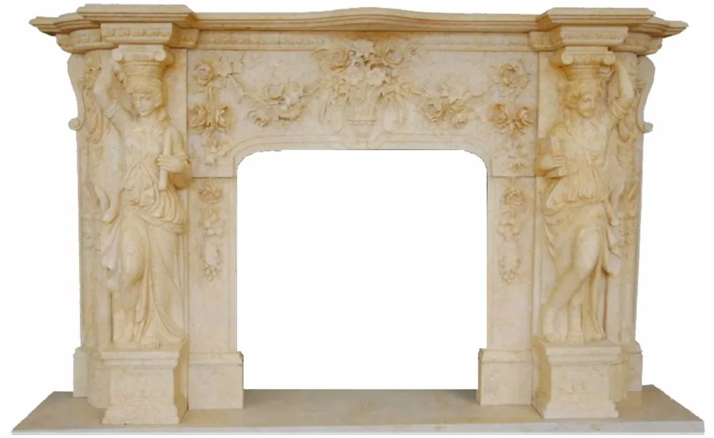 Versand Am Gleichen Tag Casa Padrino cadre de cheminée baroque de luxe beige 233 x 47 x H. 143 cm - Cadre de cheminée fait main en marbre de haute qualité - Noble & Magnifique