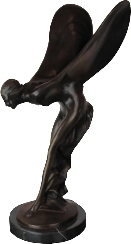 Gracieuse sculpture en bronze sur socle en marbre Dame aux ailes de la collection de luxe de Casa Padrino - Spirit of Ecstasy Markenware