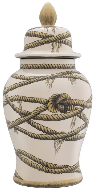 Casa Padrino vase en porcelaine de luxe beige Ø 31 x H. 67 cm - Vase à fleur rond avec couvercle - Accessoires de Décoration Geprüft