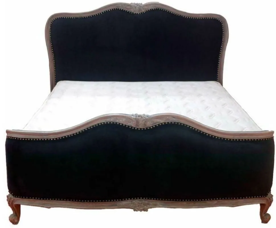Highlight Casa Padrino lit double baroque de luxe marron antique / noir - Lit en bois massif noble avec tête de lit - Mobilier de chambre baroque