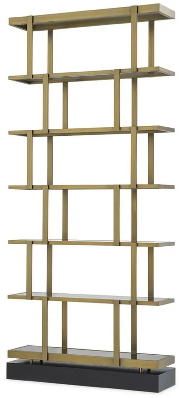 Casa Padrino armoire étagère de luxe laiton / noir 110 x 30 x H. 243 cm - Armoire en acier inoxydable - Armoire à livres - Armoire de salon - Armoire de bureau - Meubles de Luxe Abverkauf