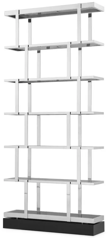 Neue Ware Casa Padrino armoire étagère de luxe argent / noir 110 x 30 x H. 243 cm - Armoire en acier inoxydable - Armoire à livres - Armoire de salon - Armoire de bureau - Meubles de Luxe