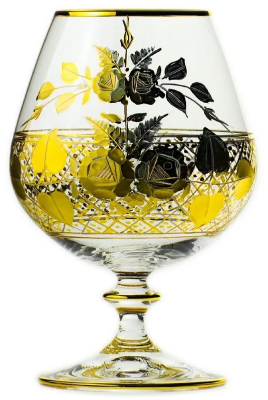 Casa Padrino ensemble de 6 verres à cognac baroque de luxe or Ø 9 x H. 14,5 cm - Verres à cognac faits et gravés à la main - Accessoires pour Hôtels et Restaurants - Qualité de Luxe Nur Heute