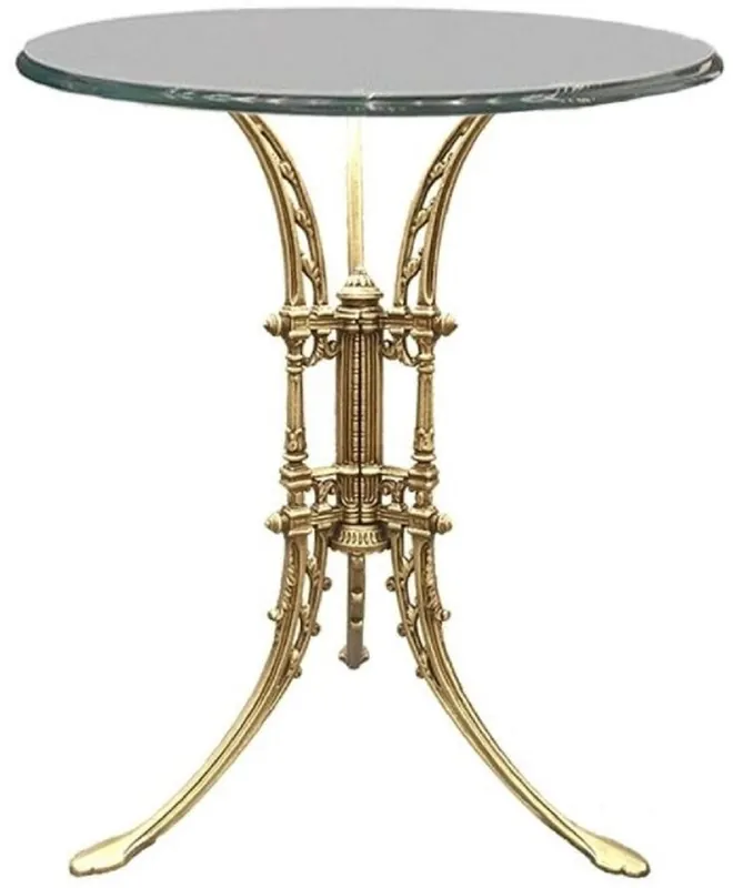 Jetzt Kaufen Casa Padrino table d'appoint Art Nouveau de luxe or Ø 70 x H. 74 cm - Table en fer forgé forgé à la main avec plateau en verre - Meubles de Salon de Jardin de Patio