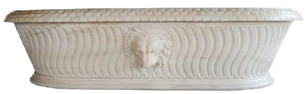 Sichere Zahlung Casa Padrino baignoire baroque de luxe tête de lion blanc 204 x 107 x H. 53 cm - Baignoire autoportante en marbre - Accessoires de salle de bain - Noble & Magnifique