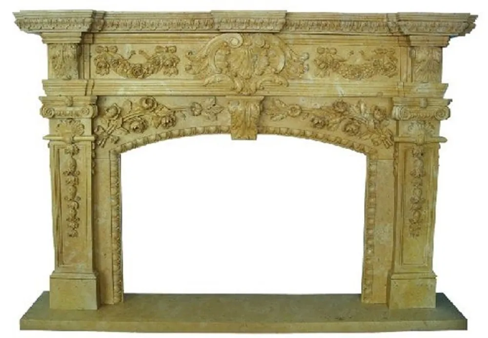 Beliebt Casa Padrino cadre de cheminée baroque de luxe jaune 200 x 40 x H. 150 cm - Cadre de cheminée fait main en marbre de haute qualité - Accessoires de décoration de cheminée - Meubles en marbre baroque
