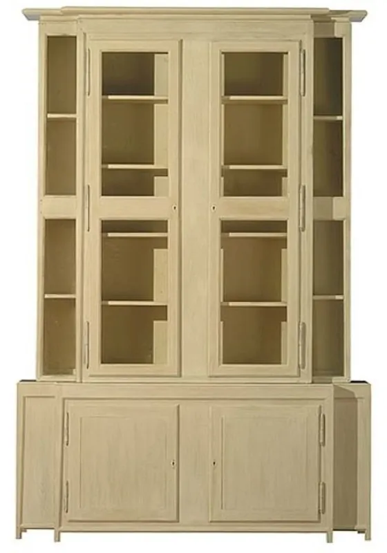 Casa Padrino vitrine de style campagnard de luxe beige 180 x 45 x H. 270 cm - Vitrine faite main - Armoire de cuisine en bois massif - Meubles de style campagnard Finale Aktion