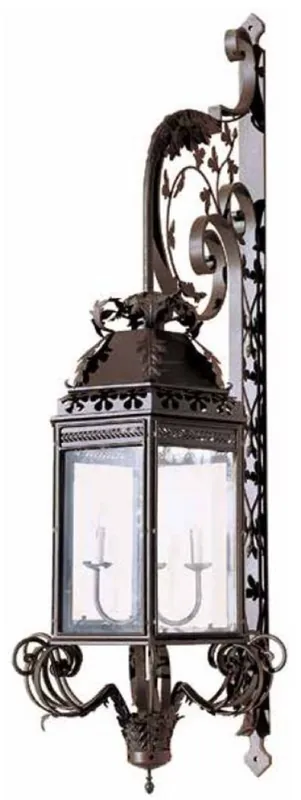 Casa Padrino applique murale d'extérieur baroque de luxe marron 62 x 70 x H. 212 cm - Magnifique lampe d'extérieur balcon jardin terrasse - Éclairage extérieur de style baroque - Qualité de Luxe Super-Preis
